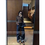 Louis Vuitton 2025 AW Collection 🐻 Embroidered Ingot Jacquard Logo Round Neck Cream-Brown Bear Pullover - 100% Imported Cashmere - Image 7