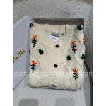 Dior 2025 Fall/Winter Collection 🌷 Round-Neck Floral Crochet Embroidery Letter Logo Wool Knit Cardigan for Women - Image 4