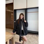 miumiu 2025 Early Fall/Winter Collection 🤍 Reversible Letter Logo Stand-Collar Down Coat - 90% White Duck Down Fill - Image 6
