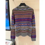 RALPH LAUREN 2025 Fall/Winter Collection 🌈 Bohemian Color-Block Jacquard 100% Imported Wool Round-Neck Knit Cardigan - Image 3
