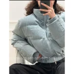 ANNANDELMAN Celebrity Inspired Style 🆕 2025 Fall/Winter Collection Heavyweight Enzyme Washed Denim Puffer Coat with 90% National Standard White Duck Down Fill - Image 7