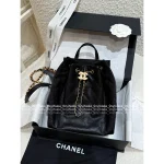 Chanel 25/26 Fall/Winter Collection 🖤 25bag Drawstring Design Chain ⛓️ Logo Caviar Mini Backpack - Image 15