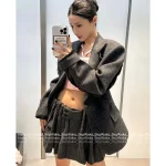 Prada 2025 Early Fall/Winter Collection ☑️ Gray Wool Blend High-Waist Pleated Skirt for Women - Image 11