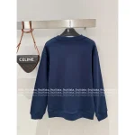 Celine 2025 Early Fall/Winter Collection 💙 Printed Letter Logo Navy Blue Pullover Hoodie for Women - Image 9