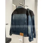 Prada 2025 Early Fall Collection 🔍 Leather-Trimmed Lapel Denim Jacket for Women - Heavy Enzyme Wash Denim Fabric - Image 3