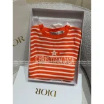 Dior 2025 Early Fall Collection 🍊 New Color: Orange Jacquard Letter Logo & Star Motif Round-Neck Striped Sweater - Image 7
