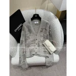 Chanel 2025 Fall/Winter Collection 🩶 Gray V-Neck Colorful Sequins Wool Blend Knit Cardigan for Women - Image 5