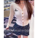 Vivienne Westwood 2025 Early Fall/Winter Collection 🪐 V-Neck Lambswool Jacquard & Embroidered Logo Knit Cardigan - Image 13