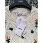 Dior 2025 Fall/Winter Collection 🌷 Round-Neck Floral Crochet Embroidery Letter Logo Wool Knit Cardigan for Women - Image 3
