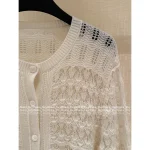 LOROPIANA 2025 Fall/Winter Collection 🤍 Old Money Style Kashmir Cashmere Crochet White Knit Cardigan for Women - Image 8