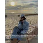 ANNANDELMAN Celebrity Inspired Style 🆕 2025 Fall/Winter Collection Heavyweight Enzyme Washed Denim Puffer Coat with 90% National Standard White Duck Down Fill - Image 6