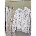 13DEMARZO X RON RON Niche Streetwear Brand 2025 Fall/Winter Collection 🐻 All-Over Bow Print & Bear Pattern Hooded Sweatshirt / Casual Joggers - Image 7