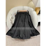 Prada 2025 Early Fall Collection ▶️ Belted Puff Skirt Slimming & Figure-Flattering ~ Black Recycled Nylon Fabric - Image 2