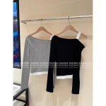 ANNANDELMAN 2025 Early Fall Collection 🖤 Asymmetric Neckline False Two-Piece Long Sleeve Top for Women - 2 Colors Available - Image 6