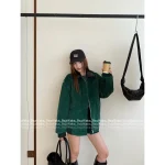 miumiu 2025 Early Fall/Winter Collection 🍏 Vintage Corduroy Green Pocket Lapel Bomber Jacket / Metal Belt Midi Skirt - Image 6