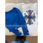 CHROME HEARTS Lisa's Same Style 🖤 2025 Early Fall Collection Cuff Flame Print Logo Cropped Slim-Fit Long Sleeve T-Shirt for Women - Image 7