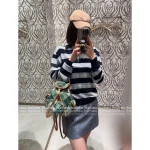 miumiu 2025 Early Fall/Winter Collection 🆕 Lapel Polo Collar Jacquard Letter Striped Wool Knit Pullover for Women - Image 7