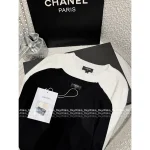 Chanel 2025 Early Fall Collection 🤍 Round Neck Frog Button Embroidery 3D Logo Ribbed Long Sleeve Knit Top - Image 2