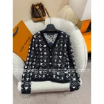 Louis Vuitton 2025 Early Fall Collection 🔍 V-Neck Color-Block Jacquard Fringe Letter Logo Wool Cardigan for Women - Image 12