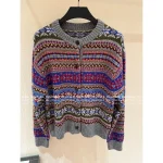 RALPH LAUREN 2025 Fall/Winter Collection 🌈 Bohemian Color-Block Jacquard 100% Imported Wool Round-Neck Knit Cardigan - Image 12