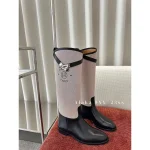 Hermes Fall/Winter New Arrival Ultimate Staple 👑 Kelly Jumping Canvas & Leather Knee-High Boots - Image 5