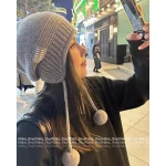 miumiu 2025 Early Fall/Winter Collection 🎩 Adorable Pom-Pom Pendant Cashmere Knit Beanie / Ushanka Hat - Image 6