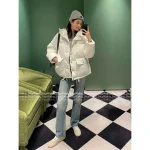 Prada 2025 Early Fall/Winter Collection 🤍 White Pocket Lapel Puffer Coat with 90% National Standard White Goose Down Fill - Image 6