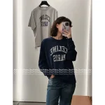 Celine 2025 Early Fall/Winter Collection 💙 Printed Letter Logo Navy Blue Pullover Hoodie for Women - Image 7