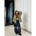 miumiu 2025 Fall/Winter 🐻 Maillard Color Palette ~ False Two-Layer Hooded Letter Logo Plaid Jacket for Women - Image 16