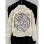 Dior 2025 Fall/Winter Collection ⭐️ Back Embroidery & Jacquard Zodiac Zip-Front Wool-Silk Blend Knit Coat for Women - Image 6