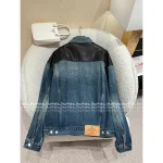 Prada 2025 Early Fall Collection 🔍 Leather-Trimmed Lapel Denim Jacket for Women - Heavy Enzyme Wash Denim Fabric - Image 2