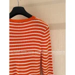 Dior 2025 Early Fall Collection 🍊 New Color: Orange Jacquard Letter Logo & Star Motif Round-Neck Striped Sweater - Image 5