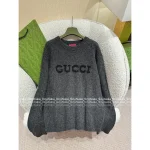 Gucci 2025 Early Fall/Winter Collection 🩶 Cashmere/Wool Blend Round Neck Jacquard Letter Logo Pullover Sweater - Image 13