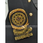 BALMAIN 2025 Fall/Winter Collection 🖤 Heavyweight Acetate-Silk Blend Lapel & Cuff Embroidery with Beadwork Metal Button V-Neck Wool Blazer - Image 2
