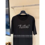 Louis Vuitton 2025 Fall Collection 🔍 Heavyweight Beaded Signature Logo Round Neck Print Plaid Short-Sleeve Tee - Image 5