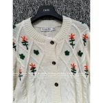 Dior 2025 Fall/Winter Collection 🌷 Round-Neck Floral Crochet Embroidery Letter Logo Wool Knit Cardigan for Women - Image 13