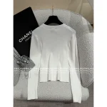Chanel 2025 Early Fall Collection 🤍 Round Neck Frog Button Embroidery 3D Logo Ribbed Long Sleeve Knit Top - Image 16