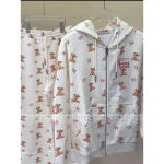 13DEMARZO X RON RON Niche Streetwear Brand 2025 Fall/Winter Collection 🐻 All-Over Bow Print & Bear Pattern Hooded Sweatshirt / Casual Joggers - Image 5