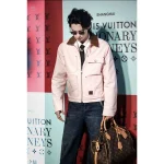 Louis Vuitton 2025 Early Fall Collection 🌸 Pharrell Williams Collaboration Celebrity Same Style Heavy Enzyme Wash Sakura Pink Lapel Denim Jacket - Image 12