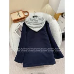 Celine 2025 Early Fall/Winter Collection ☑️ Hooded False Two-Piece Construction Embroidered Letter Logo Corduroy Quilted Cotton Coat - Image 2