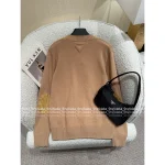 Prada 2025 Early Fall/Winter Collection 🦌 Suede & Pudding Stitch Pullover 100% Wool Sweater - Slimming V-Neck - Image 2