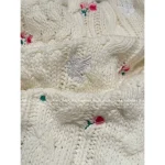 Dior 2025 Fall/Winter Collection 🌷 Round Neck Jacquard Floral Embroidery White Pullover Sweater - 100% Wool - Image 10