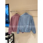 Prada 2025 Early Fall Collection 🎀 Embroidered Triangle Letter Logo Minimalist Style - Dusty Pink 🆚 Mist Blue Utility Jacket - Image 4