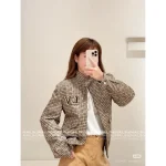 Louis Vuitton 2025 Early Fall/Winter Collection 🐵 Wool Blend Mock Neck Embroidered Letter Logo Zip-Front Jacket Loose Fit - Image 9