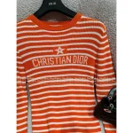 Dior 2025 Early Fall Collection 🍊 New Color: Orange Jacquard Letter Logo & Star Motif Round-Neck Striped Sweater - Image 4