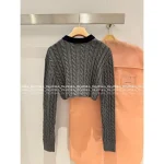 miumiu 2025 Early Fall Collection 💵 Cropped V-Neck Cable Knit Pullover Sweater for Women - 100% Wool - Image 6