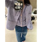 Chanel 2025 Fall/Winter Collection 💜 Lavender Purple Tweed Blazer / Pencil Skirt with Woven Pocket Detail - Image 2