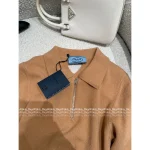 Prada 2025 Early Fall/Winter Collection 🐻 Back Keyhole Detail ◀️ Lapel Cropped Polo Knit Cashmere Sweater for Women - Image 6