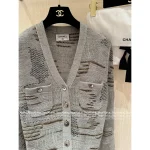 Chanel 2025 Fall/Winter Collection 🩶 Gray V-Neck Colorful Sequins Wool Blend Knit Cardigan for Women - Image 2