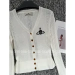 Vivienne Westwood 2025 Early Fall/Winter Collection 🪐 V-Neck Lambswool Jacquard & Embroidered Logo Knit Cardigan - Image 10